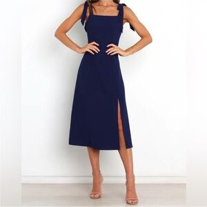 Petal & Pup Navy Midi Dress with Slit